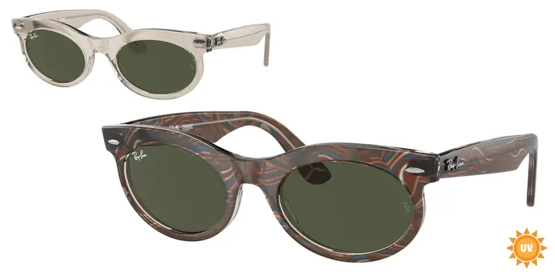 Ray - Ban Unisex RB2242 WAYFARER OVAL 138331 Occhiali da sole Acetato Grigio Verde Rotonda Normale