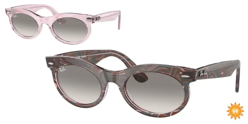 Ray - Ban Unisex RB2242 WAYFARER OVAL 138432 Occhiali da sole Acetato Viola Grigio Rotonda Normale Sfumato