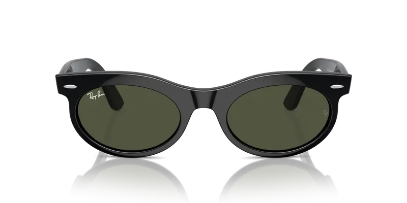 Ray - Ban Unisex RB2242 WAYFARER OVAL 901/31 Occhiali da sole Acetato Nero Verde Rotonda Normale miniatura 2