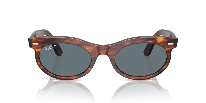 Ray - Ban Unisex RB2242 WAYFARER OVAL 954/3R Occhiali da sole Acetato Marrone Blu Rotonda Polarizzata Antiriflesso miniatura 2