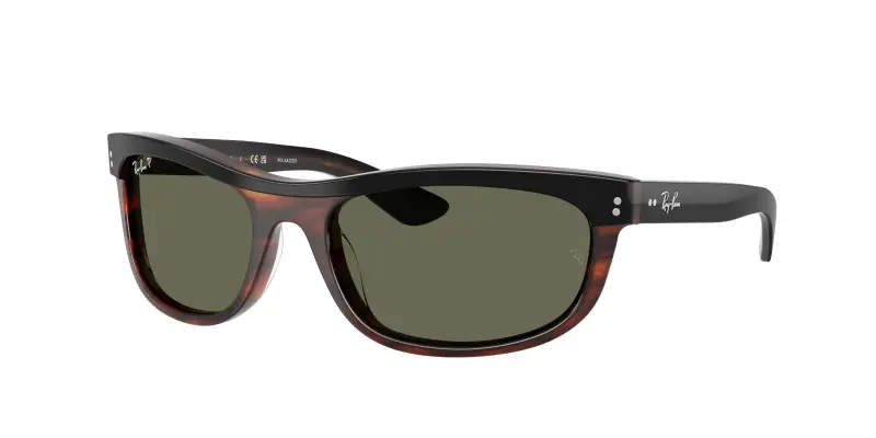 Unisex RB2489 BALORAMA 144058 Occhiali da sole Acetato Nero Verde Squadrata Polarizzata