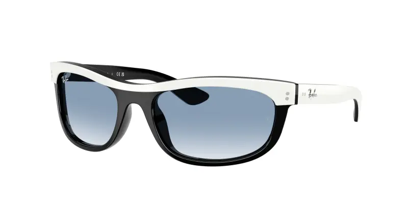 Unisex RB2489 BALORAMA 14443F Occhiali da sole Acetato Bianco Blu Squadrata Normale Sfumato