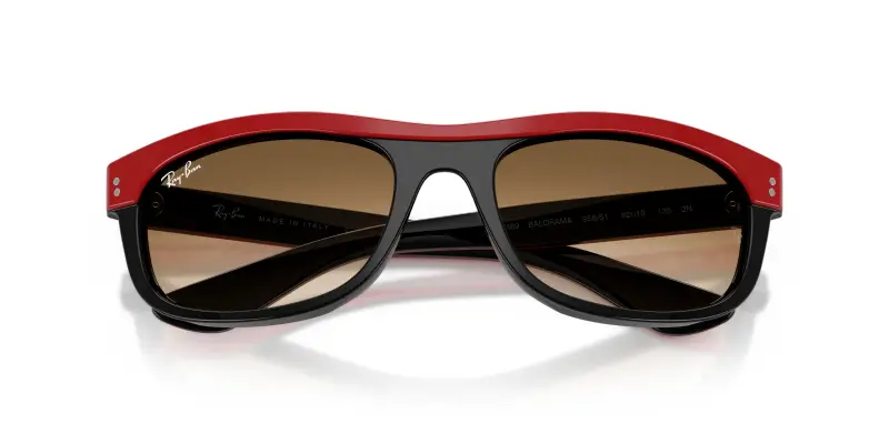 Unisex RB2489 BALORAMA 955/51 Occhiali da sole Acetato Rosso Marrone Squadrata Normale Sfumato miniatura 2