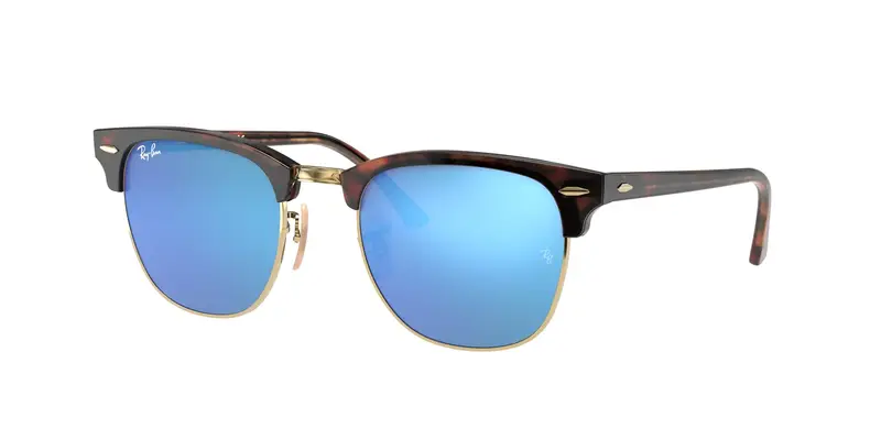 Ray - Ban Unisex RB3016 CLUBMASTER 114517 Occhiali da sole Acetato Tartaruga Blu Squadrata Normale Flash