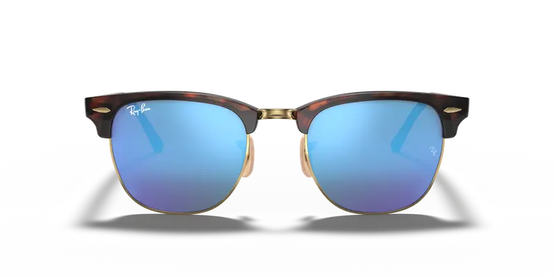 Ray - Ban Unisex RB3016 CLUBMASTER 114517 Occhiali da sole Acetato Tartaruga Blu Squadrata Normale Flash miniatura 2
