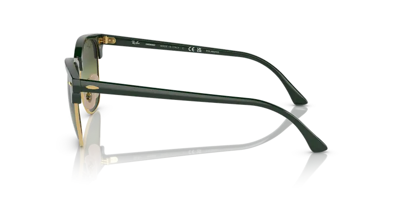 Ray - Ban Unisex RB3016 CLUBMASTER 1368G4 Occhiali da sole Acetato Verde Verde Squadrata Polarizzata Specchiato miniatura 3