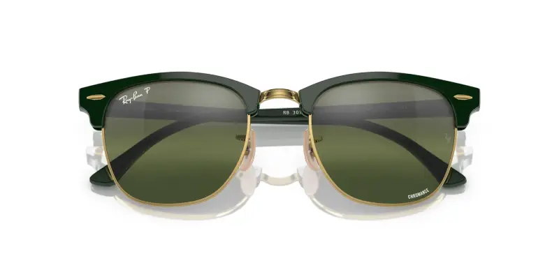 Unisex RB3016 CLUBMASTER 1368G4 Occhiali da sole Acetato Verde Verde Squadrata Polarizzata Specchiato miniatura 2