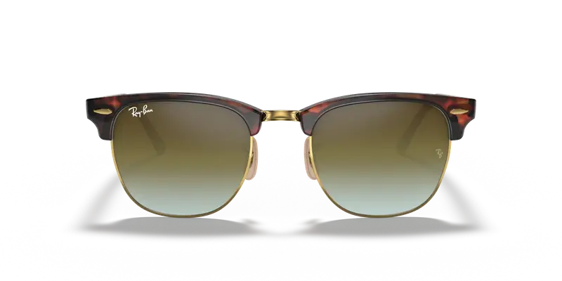 Ray - Ban Unisex RB3016 CLUBMASTER 990/9J Occhiali da sole Acetato Tartaruga Verde Squadrata Normale miniatura 2