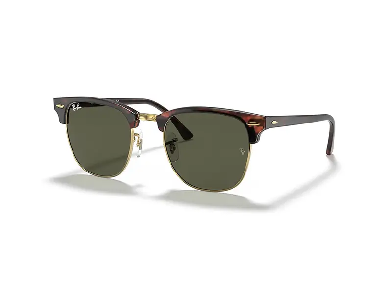 Ray - Ban Unisex RB3016 CLUBMASTER W0366 Occhiali da sole Acetato Tartaruga G15 Squadrata Normale