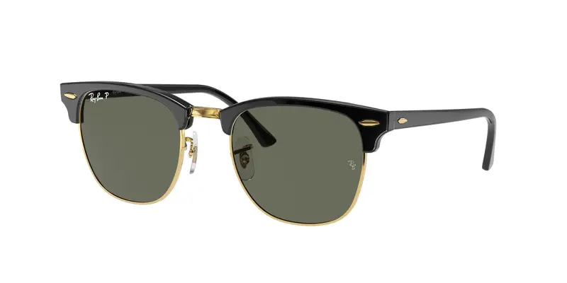 Ray - Ban Unisex RB3016F CLUBMASTER LOW BRIDGE FIT 901/58 Occhiali da sole Acetato Nero G15 Squadrata Polarizzata