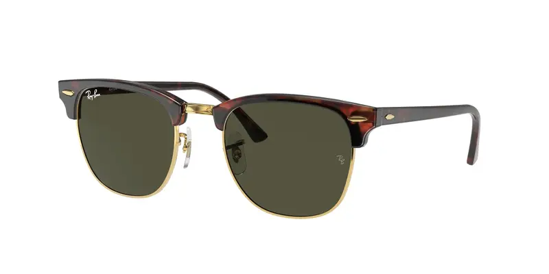 Ray - Ban Unisex RB3016F CLUBMASTER LOW BRIDGE FIT W0366 Occhiali da sole Acetato Tartaruga G15 Squadrata Normale