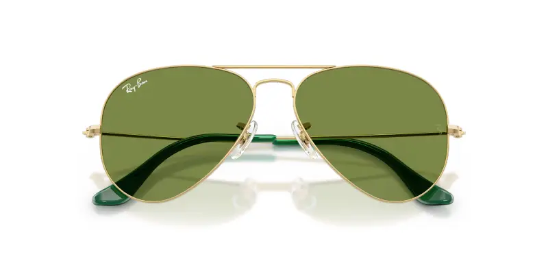 Unisex RB3025 AVIATOR 001/4E Occhiali da sole Metallo Oro Verde Pilot Normale miniatura 2