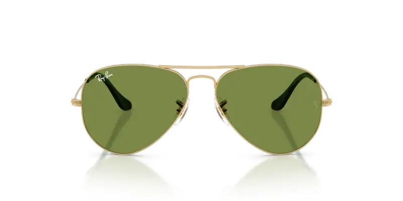 Unisex RB3025 AVIATOR 001/4E Occhiali da sole Metallo Oro Verde Pilot Normale miniatura 3