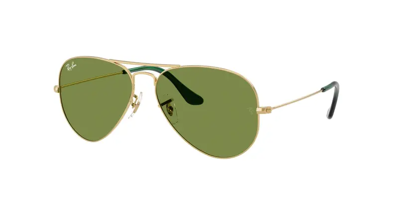 Unisex RB3025 AVIATOR 001/4E Occhiali da sole Metallo Oro Verde Pilot Normale