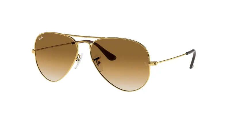 Unisex RB3025 AVIATOR 001/51 Occhiali da sole Metallo Oro Marrone Pilot Normale