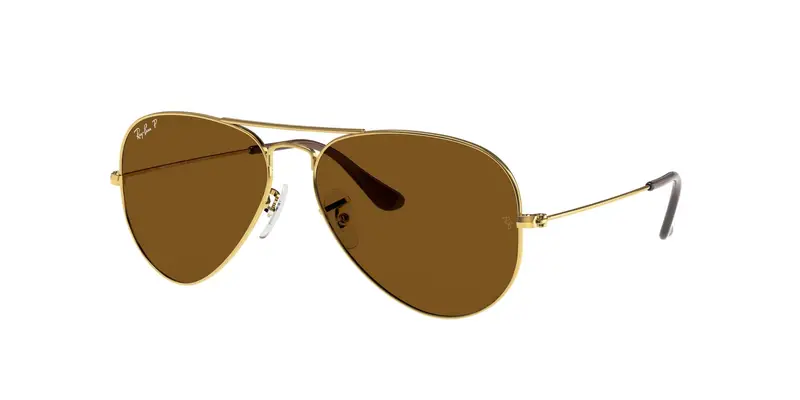 Ray - Ban Unisex RB3025 AVIATOR 001/57 Occhiali da sole Metallo Oro Marrone Pilot Polarizzata