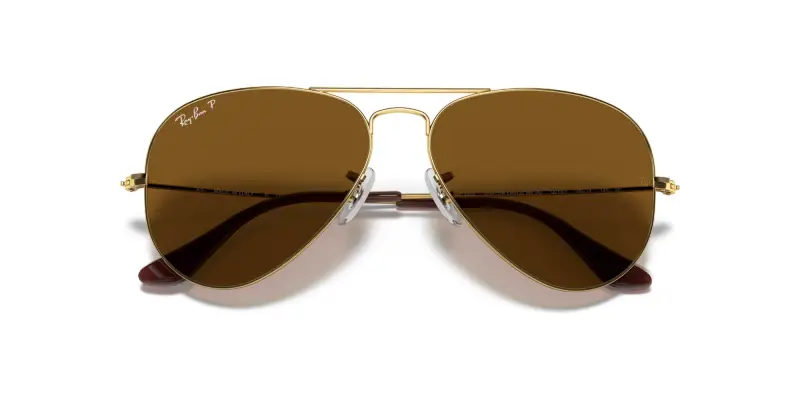 Unisex RB3025 AVIATOR 001/57 Occhiali da sole Metallo Oro Marrone Pilot Polarizzata miniatura 2