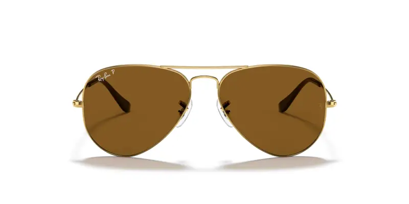 Unisex RB3025 AVIATOR 001/57 Occhiali da sole Metallo Oro Marrone Pilot Polarizzata miniatura 3