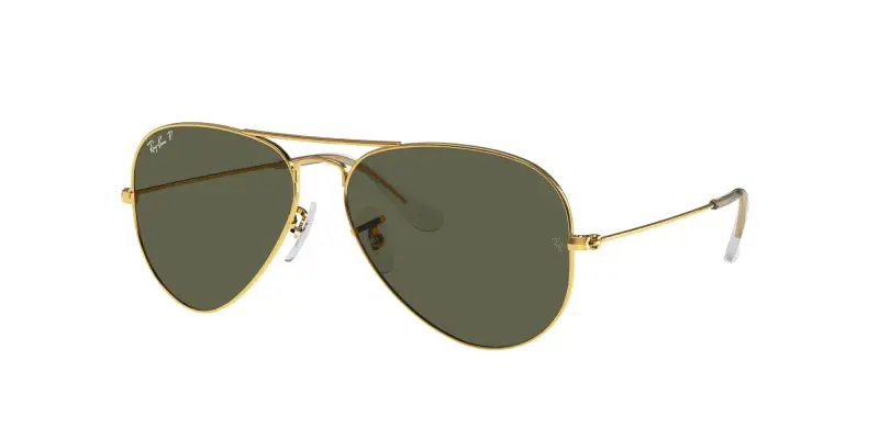 Unisex RB3025 AVIATOR 001/58 Occhiali da sole Metallo Oro Verde G15 Pilot Polarizzata
