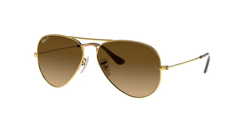 Ray - Ban Unisex RB3025 AVIATOR 001/M2 Occhiali da sole Metallo Oro Marrone Pilot Polarizzata Sfumato