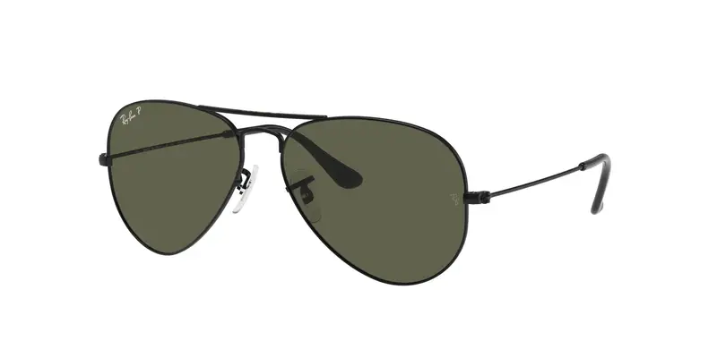 Unisex RB3025 AVIATOR 002/58 Occhiali da sole Metallo Nero Verde G15 Pilot Polarizzata