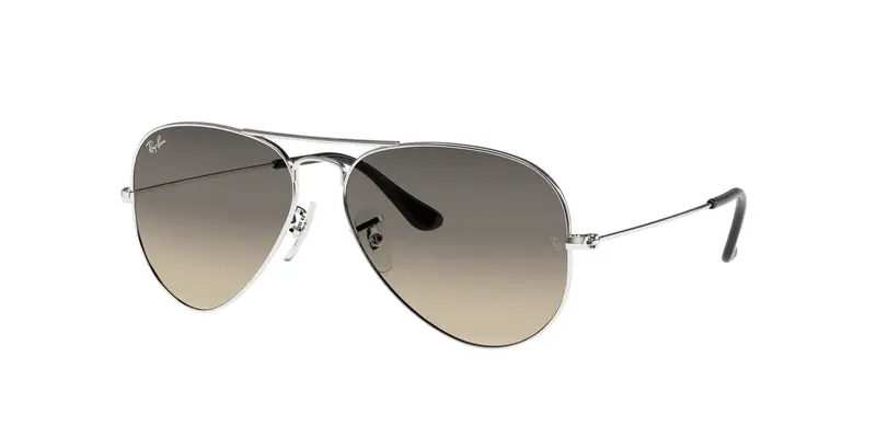 Ray - Ban Unisex RB3025 AVIATOR 003/32 Occhiali da sole Metallo Argento Grigio Pilot Normale Sfumato