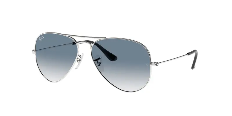 Ray - Ban Unisex RB3025 AVIATOR 003/3F Occhiali da sole Metallo Argento Blu Pilot Normale Sfumato