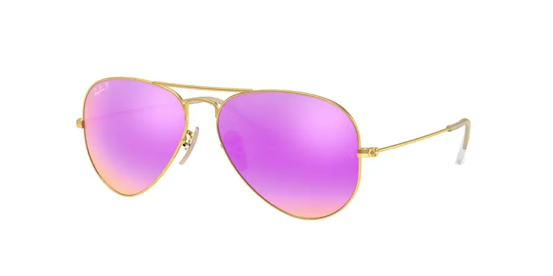 Ray - Ban Unisex RB3025 AVIATOR 112/1Q Occhiali da sole Metallo Oro Viola Pilot Polarizzata