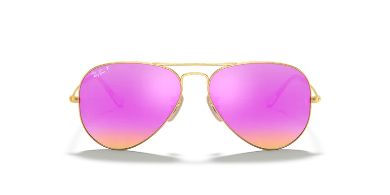 Ray - Ban Unisex RB3025 AVIATOR 112/1Q Occhiali da sole Metallo Oro Viola Pilot Polarizzata miniatura 2