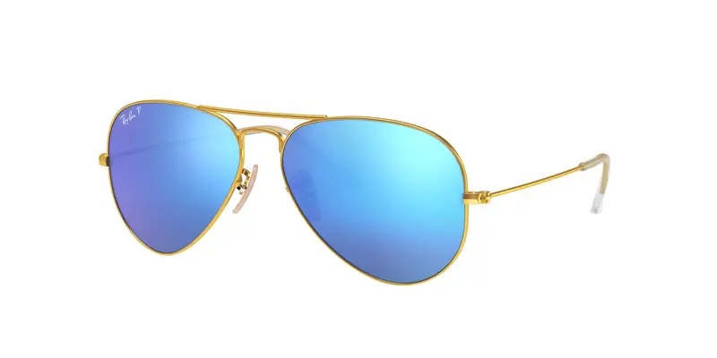 Ray - Ban Unisex RB3025 AVIATOR 112/4L Occhiali da sole Metallo Oro Blu Pilot Polarizzata