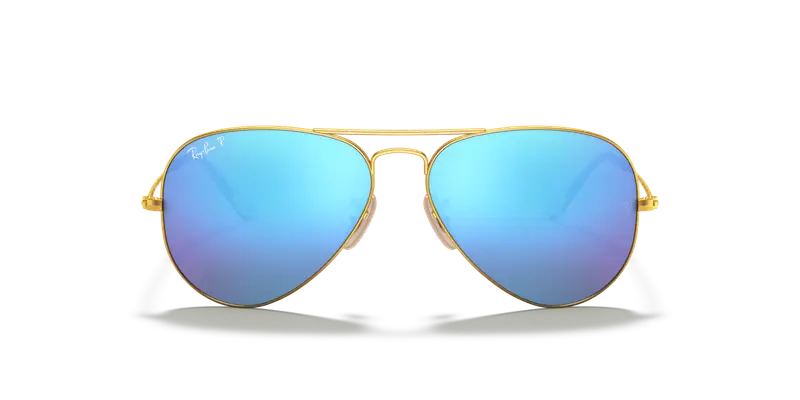 Ray - Ban Unisex RB3025 AVIATOR 112/4L Occhiali da sole Metallo Oro Blu Pilot Polarizzata miniatura 2