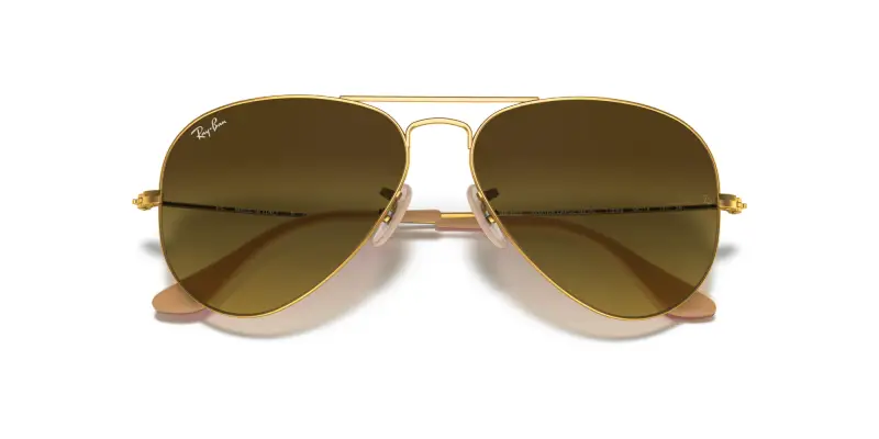 Unisex RB3025 AVIATOR 112/85 Occhiali da sole Metallo Oro Marrone Pilot Normale Sfumato miniatura 2