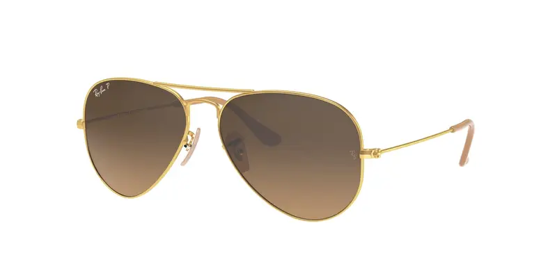 Ray - Ban Unisex RB3025 AVIATOR 112/M2 Occhiali da sole Metallo Oro Marrone Pilot Polarizzata Sfumato