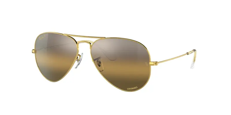 Unisex RB3025 AVIATOR 9196G5 Occhiali da sole Metallo Oro Marrone Pilot Polarizzata Sfumato