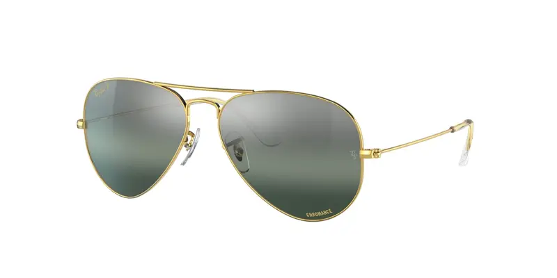 Ray - Ban Unisex RB3025 AVIATOR 9196G6 Occhiali da sole Metallo Oro Argento Pilot Polarizzata Sfumato