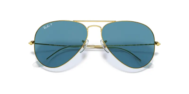 Unisex RB3025 AVIATOR 9196S2 Occhiali da sole Metallo Oro Blu Pilot Polarizzata miniatura 2