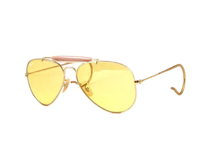 Ray - Ban Unisex RB3030 OUTDOORSMAN AMBERMATIC Yellow Occhiali da sole Metallo Oro Giallo Pilot Fotocromatiche