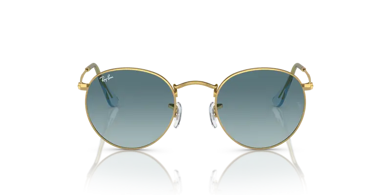 Ray - Ban Unisex RB3447 ROUND METAL 001/3M Occhiali da sole Metallo Oro Blu Rotonda Normale miniatura 2