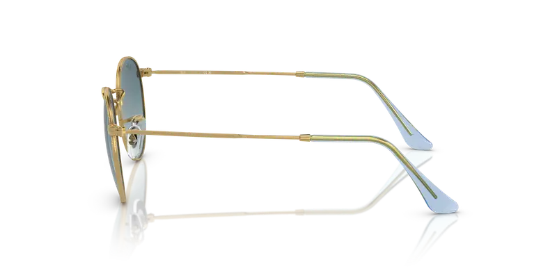 Ray - Ban Unisex RB3447 ROUND METAL 001/3M Occhiali da sole Metallo Oro Blu Rotonda Normale miniatura 3