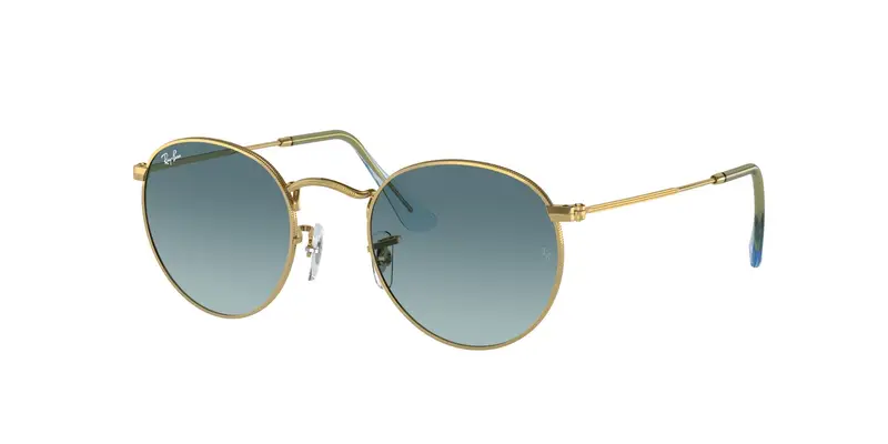 Ray - Ban Unisex RB3447 ROUND METAL 001/3M Occhiali da sole Metallo Oro Blu Rotonda Normale