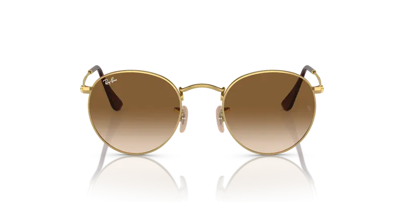 Ray - Ban Unisex RB3447 ROUND METAL 001/51 Occhiali da sole Metallo Oro Marrone Rotonda Normale Sfumato miniatura 2