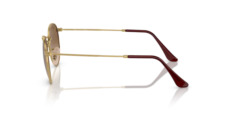 Ray - Ban Unisex RB3447 ROUND METAL 001/51 Occhiali da sole Metallo Oro Marrone Rotonda Normale Sfumato miniatura 3