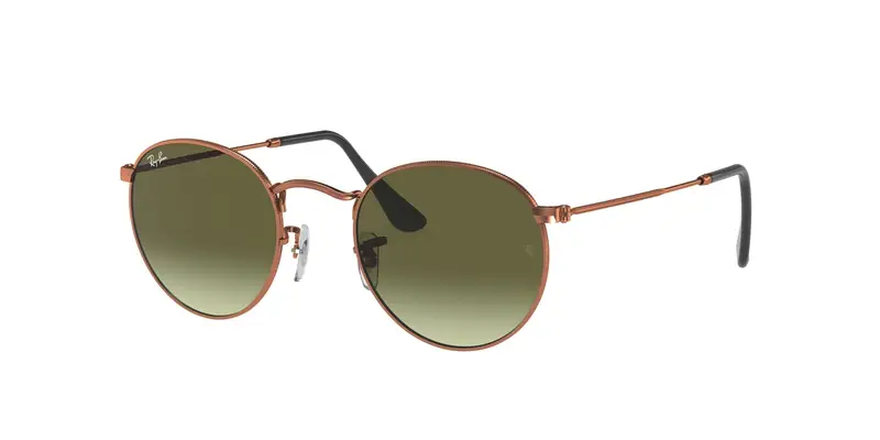 Ray - Ban Unisex RB3447 ROUND METAL 9002A6 Occhiali da sole Metallo Bronzo Verde Rotonda Normale Sfumato