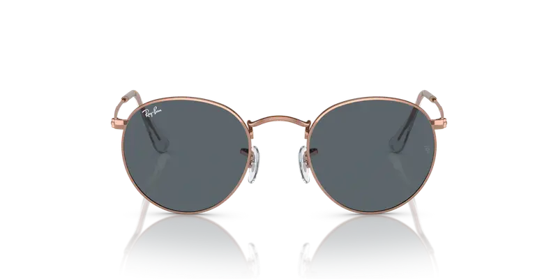 Ray - Ban Unisex RB3447 ROUND METAL 9202R5 Occhiali da sole Metallo Oro Blu Rotonda Normale miniatura 2