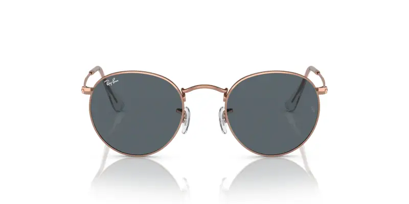 Unisex RB3447 ROUND METAL 9202R5 Occhiali da sole Metallo Oro Blu Rotonda Normale miniatura 3