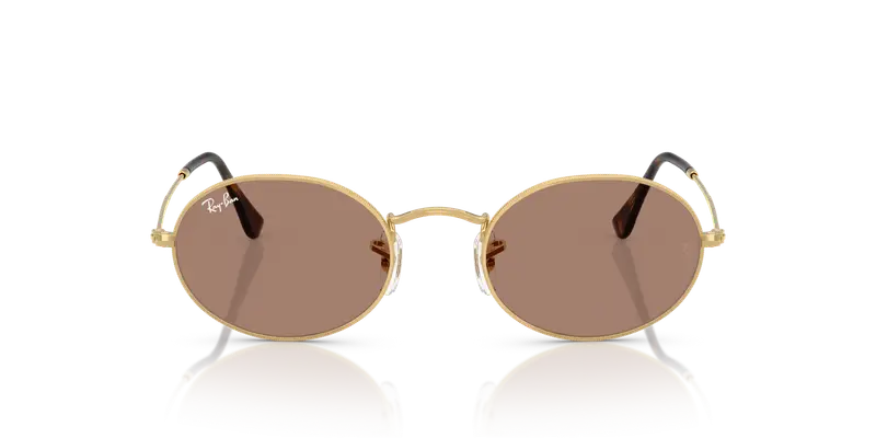 Ray - Ban Unisex RB3547 OVAL 001/1A Occhiali da sole Metallo Oro Viola Rotonda Normale miniatura 2