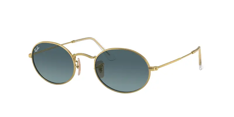 Ray - Ban Unisex RB3547 OVAL 001/3M Occhiali da sole Metallo Oro Blu Rotonda Normale Sfumato
