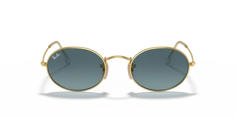 Ray - Ban Unisex RB3547 OVAL 001/3M Occhiali da sole Metallo Oro Blu Rotonda Normale Sfumato miniatura 2