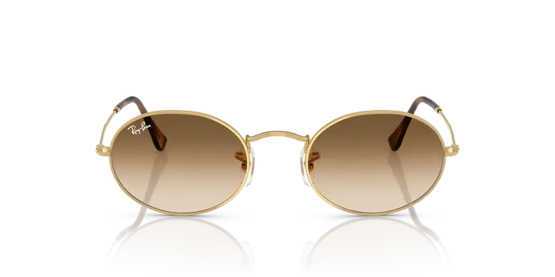 Ray - Ban Unisex RB3547 OVAL 001/51 Occhiali da sole Metallo Oro Marrone Rotonda Normale Sfumato miniatura 2
