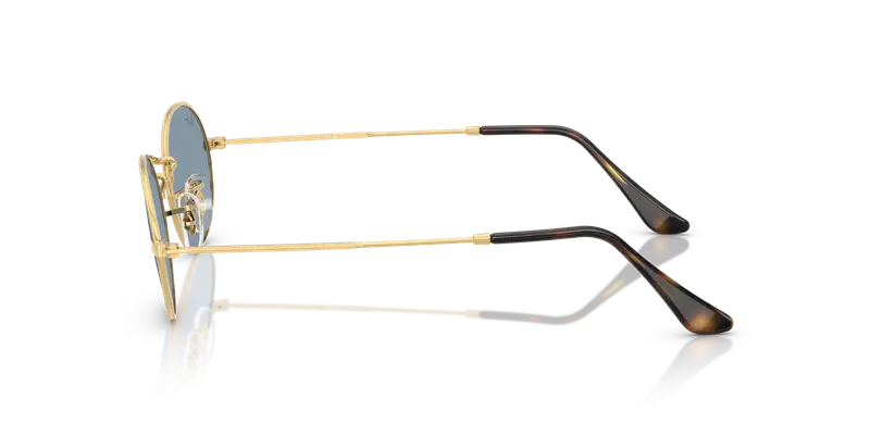 Ray - Ban Unisex RB3547 OVAL 001/56 Occhiali da sole Metallo Oro Blu Rotonda Normale miniatura 3